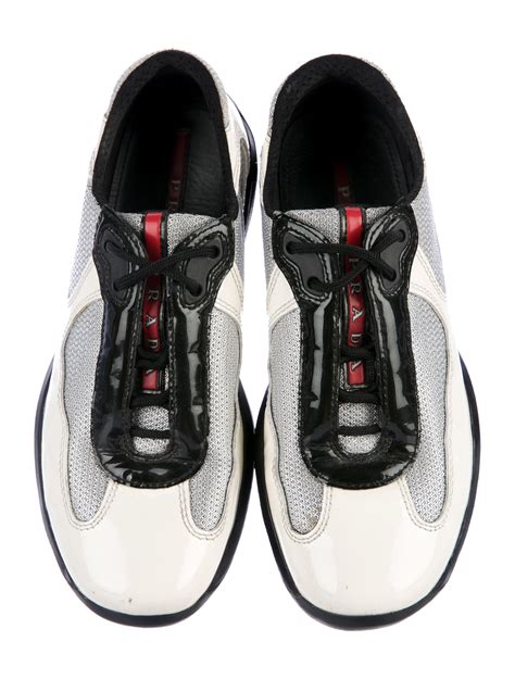 white patent prada tennis|prada leather sneakers.